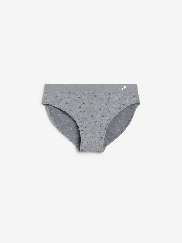 Wunderlove Grey Superstar Bikini Briefs Bikini with lace accents, Feminine, Stylish, Trendy Wunderlove Grey Superstar Bikini Briefs Bikini with lace accents, Feminine, Stylish, Trendy