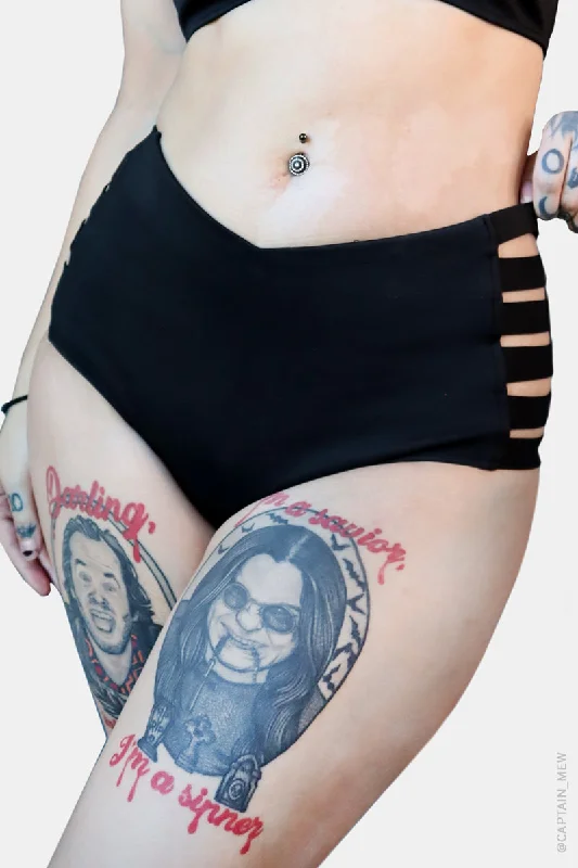 Black Widow High Waisted Bikini Bottoms Ruffled bikini, Feminine, Elegant, Beachwear