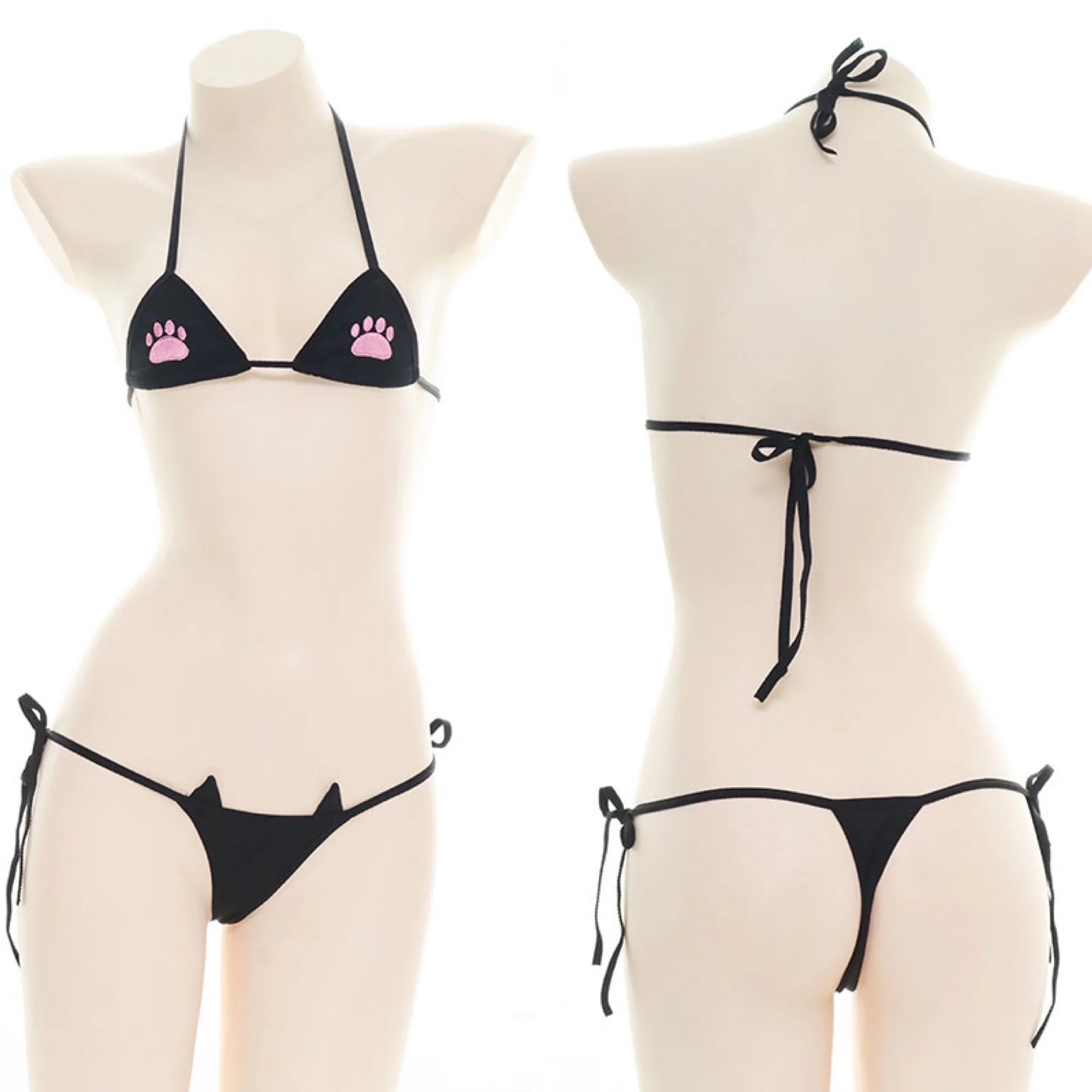 Cat paw embroidery bikini yv31119 High-waisted two-piece bikini, Vintage style, Comfortable, Sexy Cat paw embroidery bikini yv31119 High-waisted two-piece bikini, Vintage style, Comfortable, Sexy
