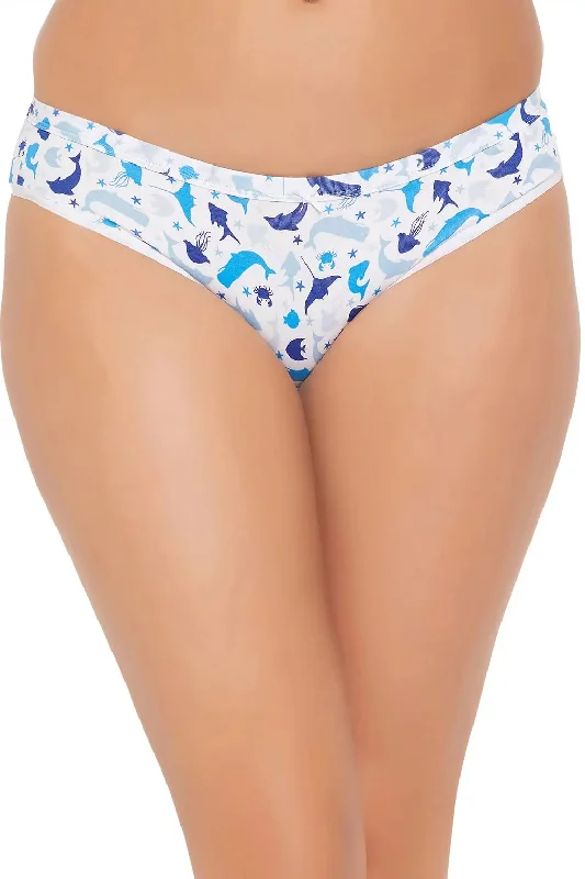 Clovia Low Waist Dolphin Print Bikini Panty in White - Cotton Frilly bikini top, Fun, Feminine, Trendy Clovia Low Waist Dolphin Print Bikini Panty in White - Cotton Frilly bikini top, Fun, Feminine, Trendy