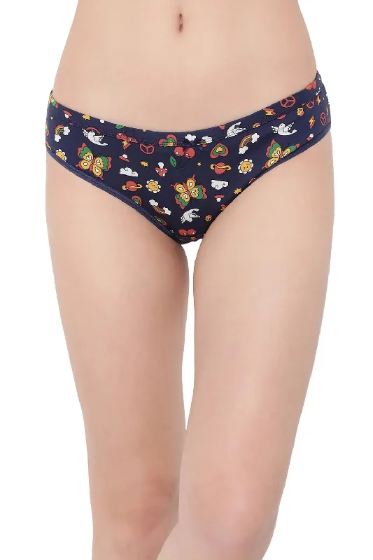 Clovia Low Waist Printed Bikini Panty in Navy - Cotton Frilly bikini, Feminine, Trendy, Chic Clovia Low Waist Printed Bikini Panty in Navy - Cotton Frilly bikini, Feminine, Trendy, Chic