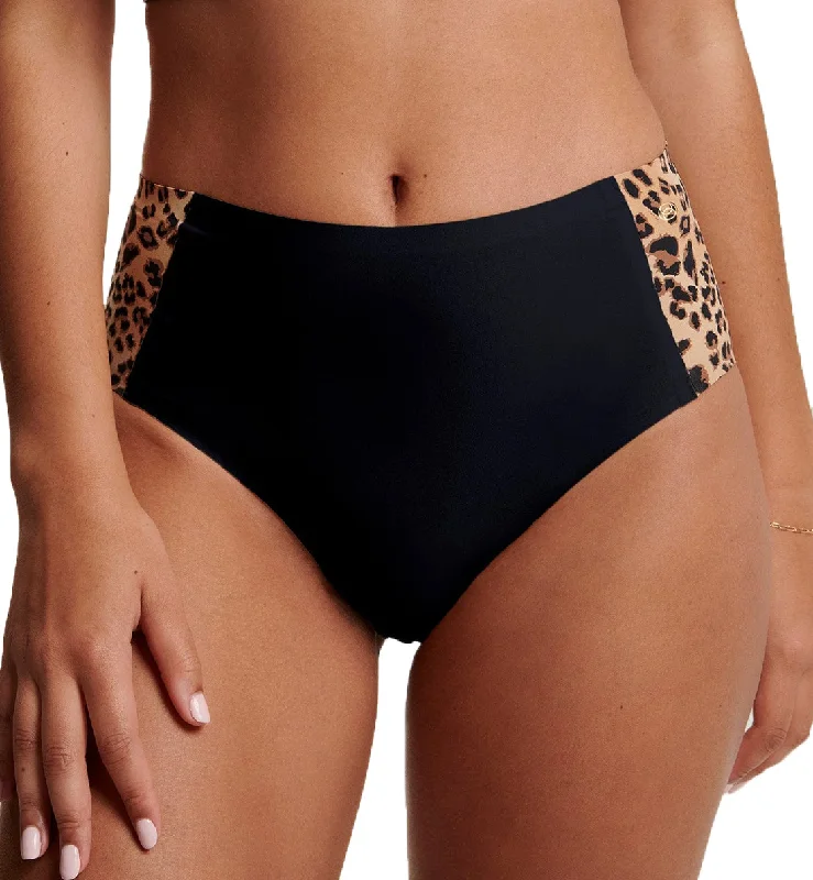 Evelyn & Bobbie High-Waisted Retro Bikini Panty (1704) - Leopard Triangle bikini top, Simple, Comfortable, Chic