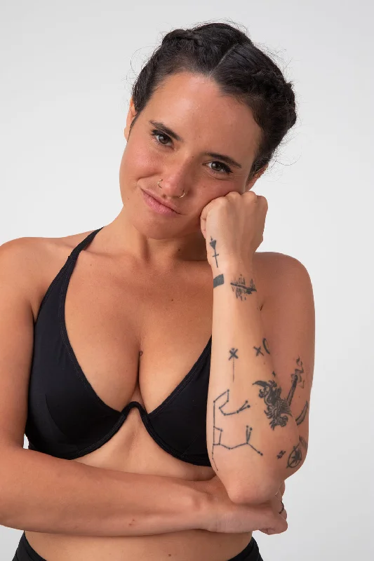 La Fille d'O: Changes Mono Wire Bikini Top - Black Sporty bikini set, Comfortable, Activewear, Stylish La Fille d'O: Changes Mono Wire Bikini Top - Black Sporty bikini set, Comfortable, Activewear, Stylish