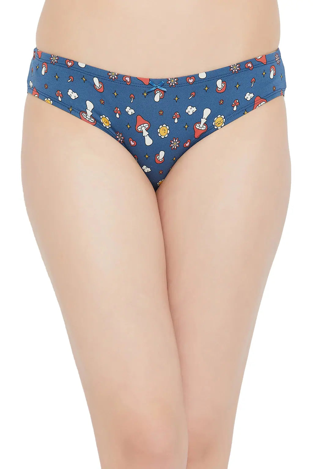 Low Waist 70's Retro Print Bikini Panty in Blue with Inner Elastic - Cotton Eco-friendly bikini, Sustainable, Trendy, Fashionable Low Waist 70's Retro Print Bikini Panty in Blue with Inner Elastic - Cotton Eco-friendly bikini, Sustainable, Trendy, Fashionable