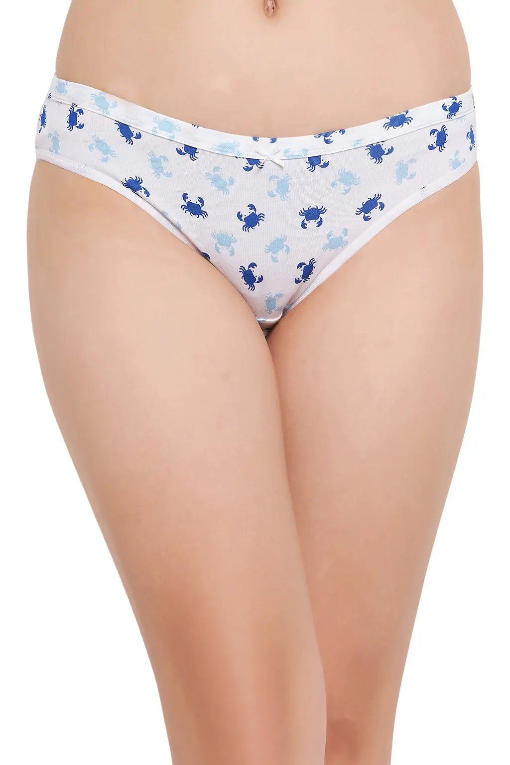 Low Waist Crab Print Bikini Panty in White - Cotton Flared bikini bottom, Fun, Trendy, Comfortable Low Waist Crab Print Bikini Panty in White - Cotton Flared bikini bottom, Fun, Trendy, Comfortable