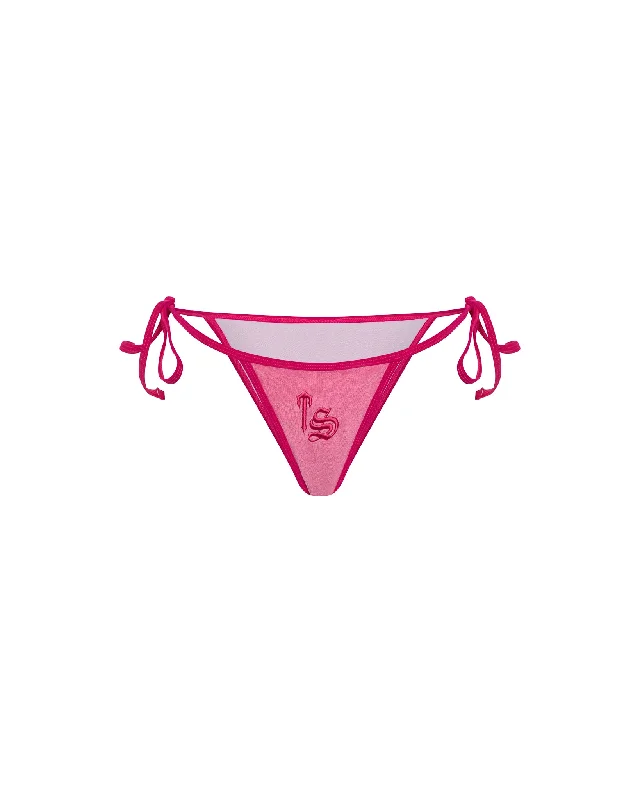 Women's Terry Script Bikini Bottoms - Pink Side tie bikini bottom, Adjustable, Sexy, Comfortable Women's Terry Script Bikini Bottoms - Pink Side tie bikini bottom, Adjustable, Sexy, Comfortable