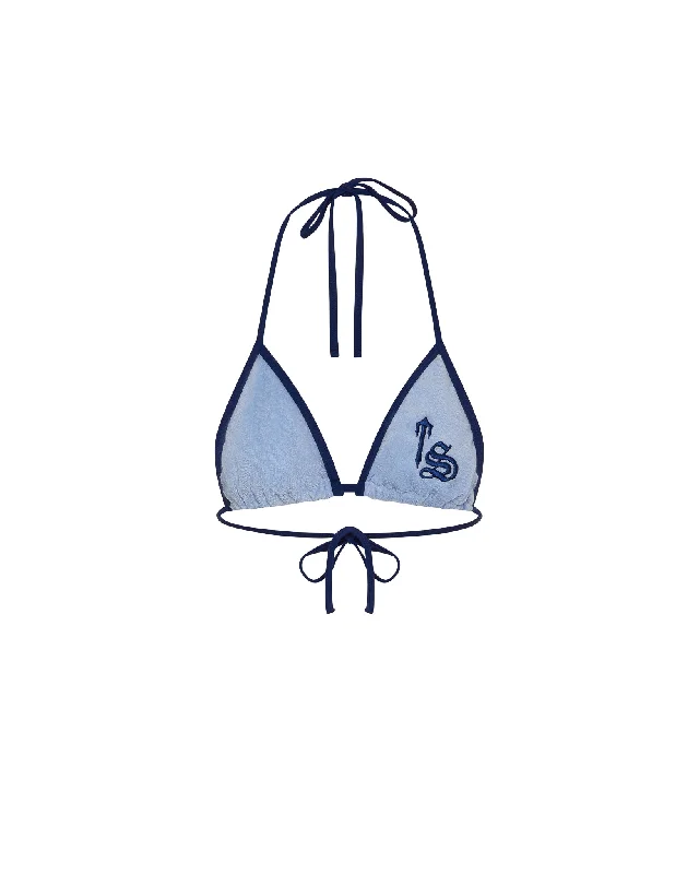 Women's Terry Script Bikini Top - Blue Shiny bikini, Metallic fabric, Sexy, Beachwear Women's Terry Script Bikini Top - Blue Shiny bikini, Metallic fabric, Sexy, Beachwear