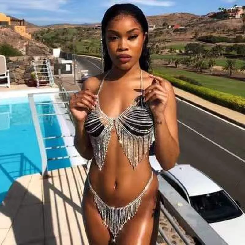 Wholesale tassel bikini chain full diamond set 2PC(CL9724) Mesh bikini, Sexy, Trendy, Comfortable Wholesale tassel bikini chain full diamond set 2PC(CL9724) Mesh bikini, Sexy, Trendy, Comfortable