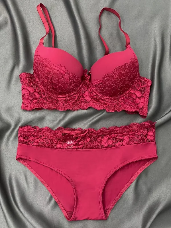 Women's Solid Lace Panel Trim Lingerie Set Comfortable Underwire Intimates Bra Bikini Pants Crochet top bikini, Boho style, Stylish, Comfortable Women's Solid Lace Panel Trim Lingerie Set Comfortable Underwire Intimates Bra Bikini Pants Crochet top bikini, Boho style, Stylish, Comfortable