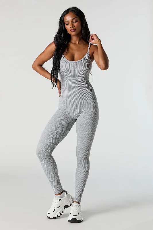 Active Seamless Ribbed Scoop Neck Jumpsuit Long sleeve jumpsuit, Cozy, Trendy, Fall collection
