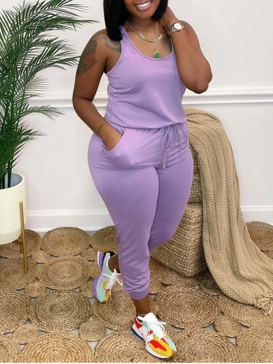 4XL 5XL LW Plus Size Women Clothing 2024 Spring Stretchy Sleeveless Solid U Neck Drawstring Light One-piece Casual Jumpsuit Lace jumpsuit, Elegant, Sheer, Feminine 4XL 5XL LW Plus Size Women Clothing 2024 Spring Stretchy Sleeveless Solid U Neck Drawstring Light One-piece Casual Jumpsuit Lace jumpsuit, Elegant, Sheer, Feminine
