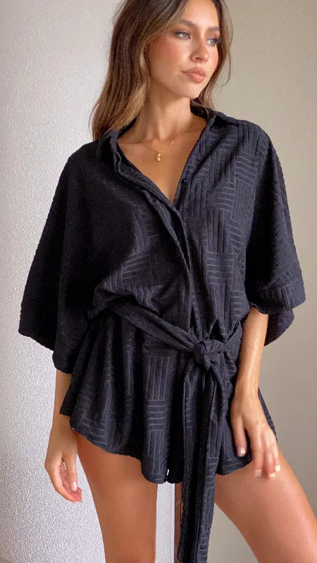Angie Playsuit - Black Sequin jumpsuit, Glamorous, Party wear, Trendy