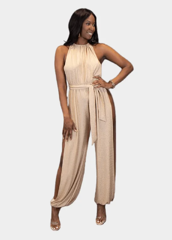 Cairo Jumpsuit - Gold Shimmer Satin jumpsuit, Luxurious fabric, Glamorous, Evening wear