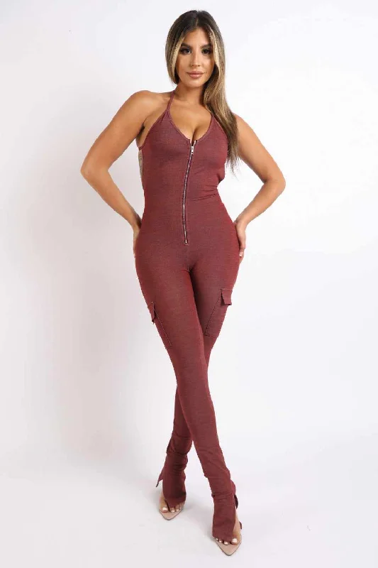 Cargo pocket halter jumpsuit Satin jumpsuit, Luxurious, Nightwear, Chic