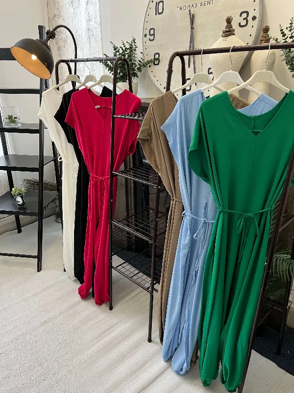 Charmaine Parachute V Neck Tie Waist Jumpsuit Structured jumpsuit, Tailored fit, Sleek, Professional Charmaine Parachute V Neck Tie Waist Jumpsuit Structured jumpsuit, Tailored fit, Sleek, Professional