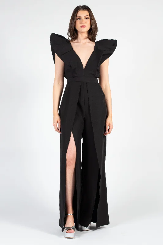 Meredith Neoprene Split Wide Leg Jumpsuit Tailored jumpsuit, Professional, Sleek, Elegant Meredith Neoprene Split Wide Leg Jumpsuit Tailored jumpsuit, Professional, Sleek, Elegant