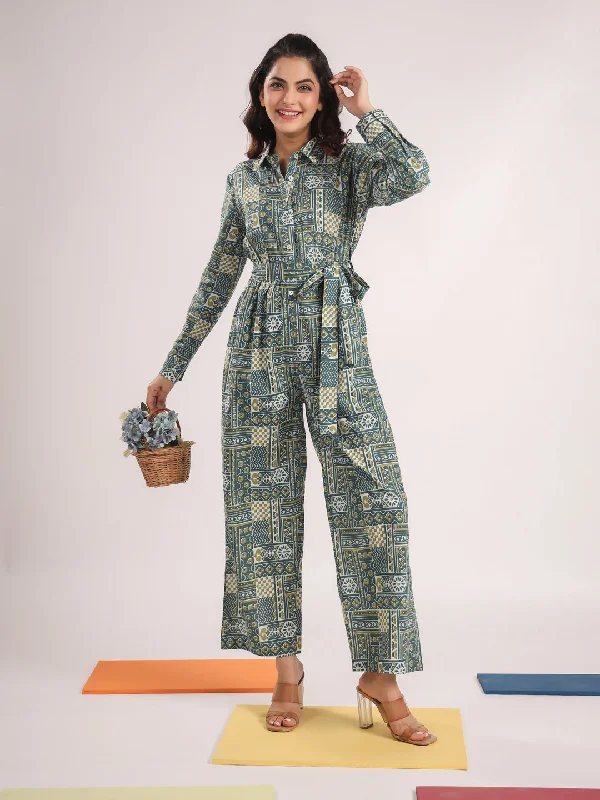 Green Pure Cotton Jumpsuit Cropped jumpsuit, Summer style, Trendy, Comfortable