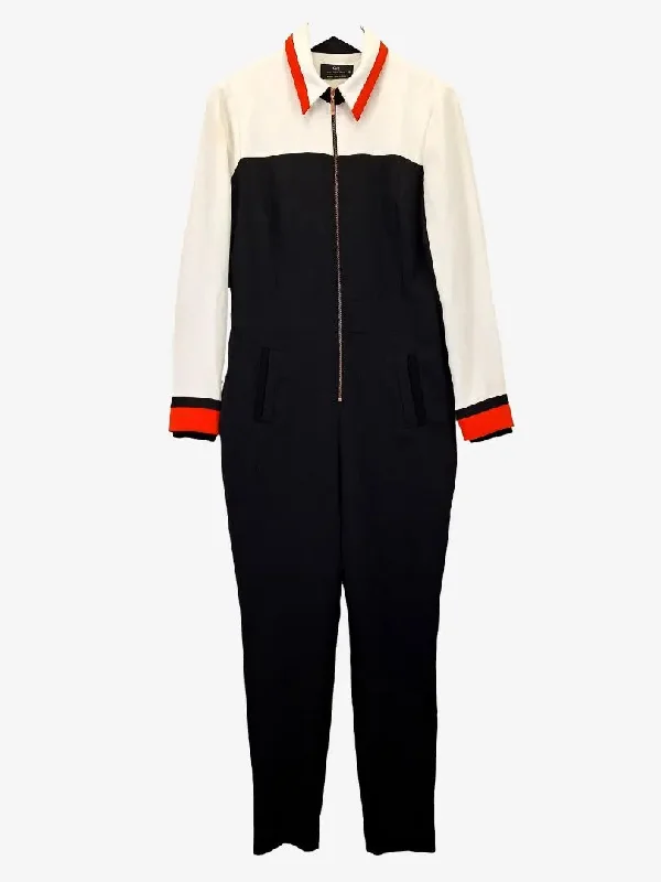 Cue Edgy Zip Front Colour Block Jumpsuit Size 12 High-waisted jumpsuit, Sleek, Comfortable, Summer style Cue Edgy Zip Front Colour Block Jumpsuit Size 12 High-waisted jumpsuit, Sleek, Comfortable, Summer style