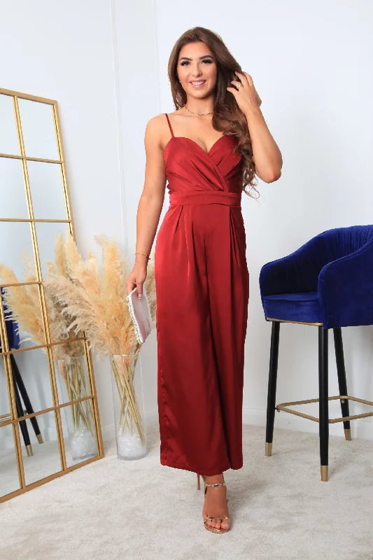 Double Second Red Strappy Wrap Front Jumpsuit Summer jumpsuit, Light fabric, Comfortable, Fashionable Double Second Red Strappy Wrap Front Jumpsuit Summer jumpsuit, Light fabric, Comfortable, Fashionable