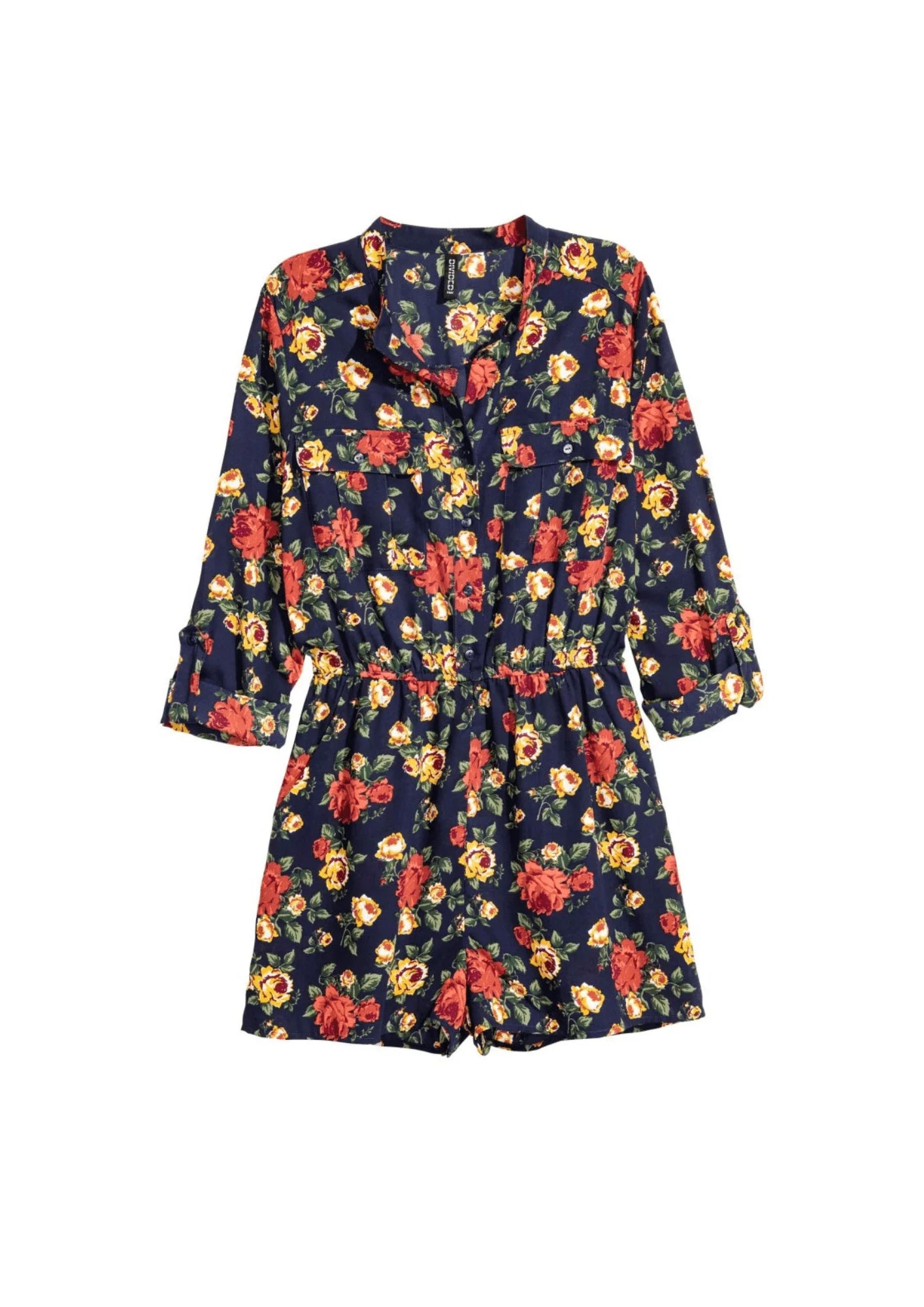NAVY BLUE FLORAL PLAYSUIT Long sleeve jumpsuit, Cozy, Trendy, Fall wear