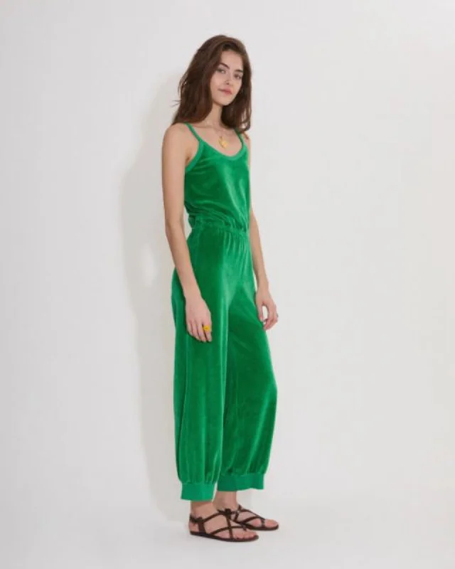 "Giorgi Tank" Velour Jumpsuit Ruffle jumpsuit, Feminine, Trendy, Party attire