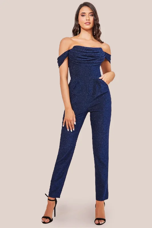 Goddiva Lurex Cowl Neck Jumpsuit - Royalblue Bold color jumpsuit, Vibrant, Trendy, Fashionable