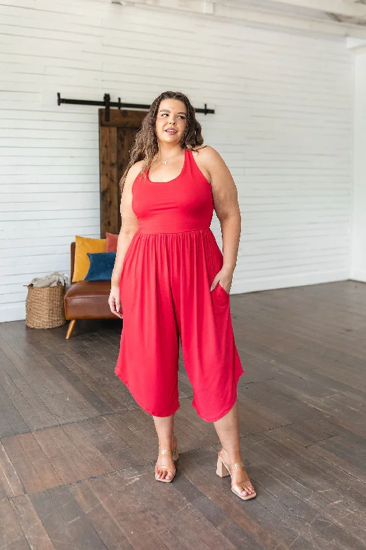 Good Idea Jumpsuit in Red Striped wide leg jumpsuit, Relaxed fit, Comfortable, Fashionable Good Idea Jumpsuit in Red Striped wide leg jumpsuit, Relaxed fit, Comfortable, Fashionable
