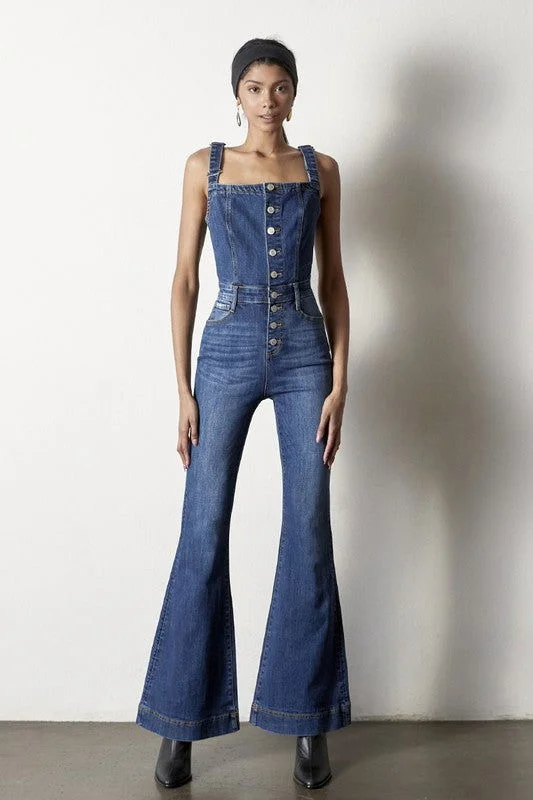 Insane Gene Front Buttons Jumpsuit Flare Ruffle jumpsuit, Feminine, Trendy, Elegant