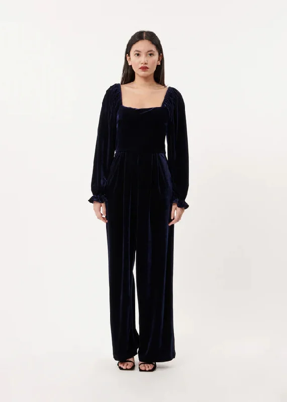 July Jumpsuit Bleu Marine Color block jumpsuit, Bold design, Street style, Fashionable