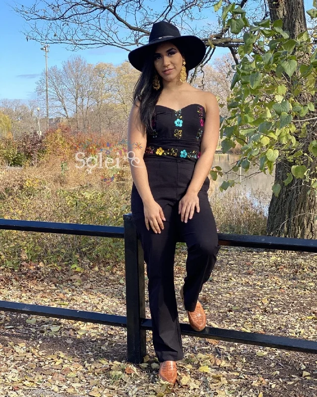 Jumpsuit Strapless Jumpsuit with belt, Waist tie, Elegant, Slim fit