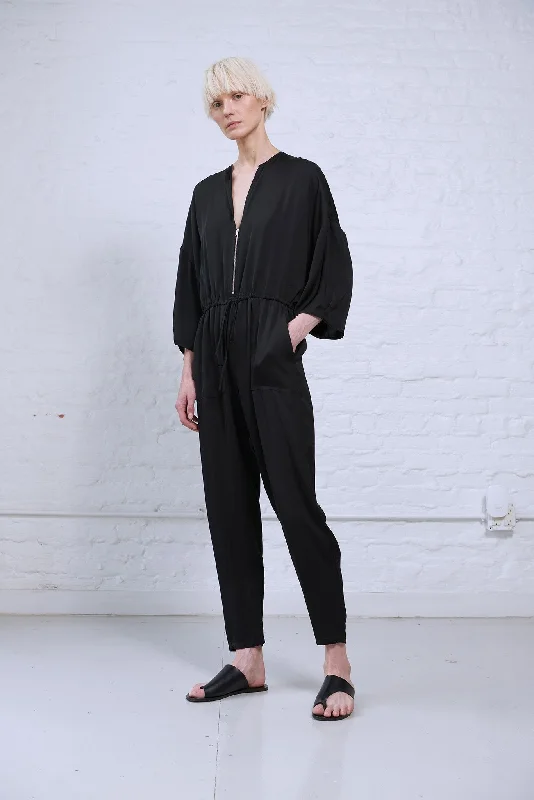 Karla Kimono Sleeve Satin Jumpsuit Long-sleeve jumpsuit, Fall fashion, Warm, Stylish Karla Kimono Sleeve Satin Jumpsuit Long-sleeve jumpsuit, Fall fashion, Warm, Stylish