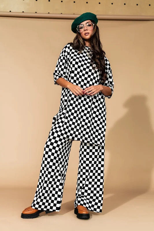 Leveled Up Ribbed Playsuit in Black + White Checkerboard Floral jumpsuit, Feminine, Summer vibes, Trendy Leveled Up Ribbed Playsuit in Black + White Checkerboard Floral jumpsuit, Feminine, Summer vibes, Trendy