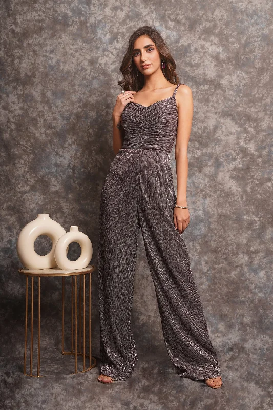 Mauve Shimmer Jumpsuit Fitted jumpsuit, Sleek design, Night out, Sexy