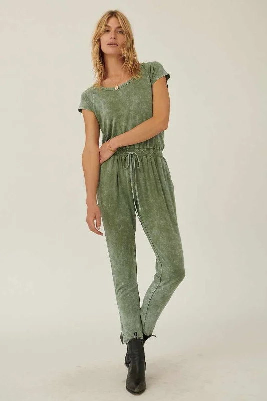Mineral Washed Finish Knit Jumpsuit Pocket jumpsuit, Practical, Comfortable, Casual