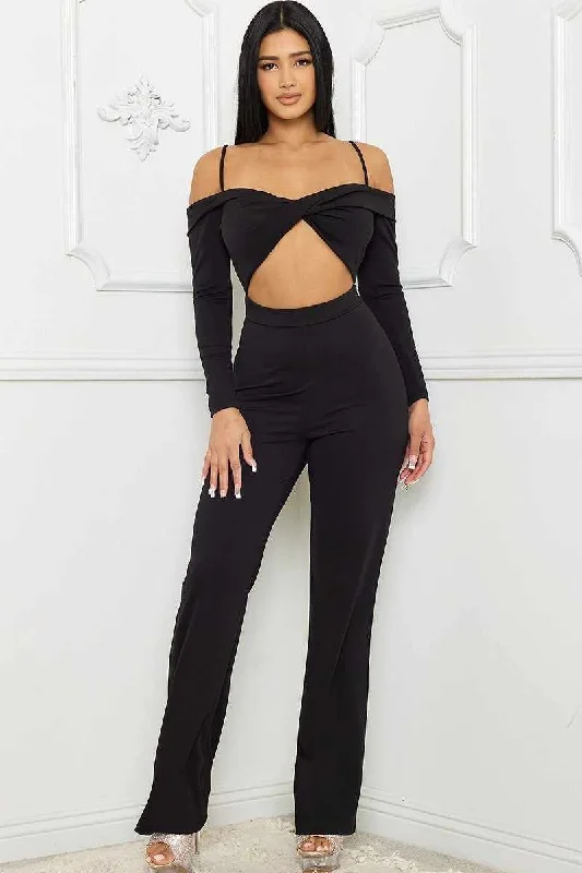 Open Shoulder Cutout Detail Jumpsuit Casual chic jumpsuit, Relaxed fit, Fashionable, Comfortable Open Shoulder Cutout Detail Jumpsuit Casual chic jumpsuit, Relaxed fit, Fashionable, Comfortable