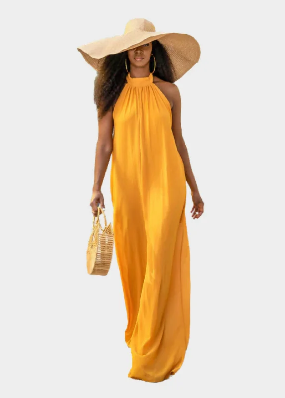 Panama Halter Wide Leg Jumpsuit - Honey Long sleeve black jumpsuit, Formal wear, Sleek, Elegant Panama Halter Wide Leg Jumpsuit - Honey Long sleeve black jumpsuit, Formal wear, Sleek, Elegant