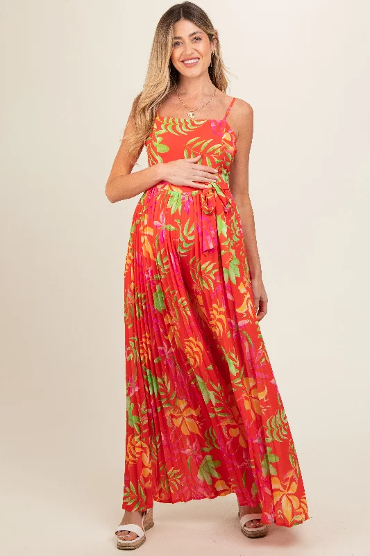 Red Floral Wide Leg Maternity Jumpsuit Buttoned jumpsuit, Casual, Comfortable, Trendy Red Floral Wide Leg Maternity Jumpsuit Buttoned jumpsuit, Casual, Comfortable, Trendy