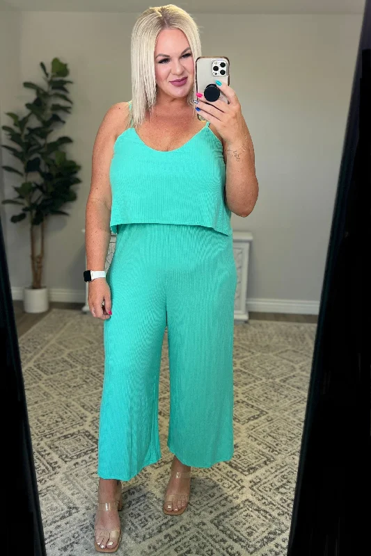 Ribbed Double Layer Jumpsuit in Mint Strappy jumpsuit, Casual wear, Stylish, Comfortable Ribbed Double Layer Jumpsuit in Mint Strappy jumpsuit, Casual wear, Stylish, Comfortable