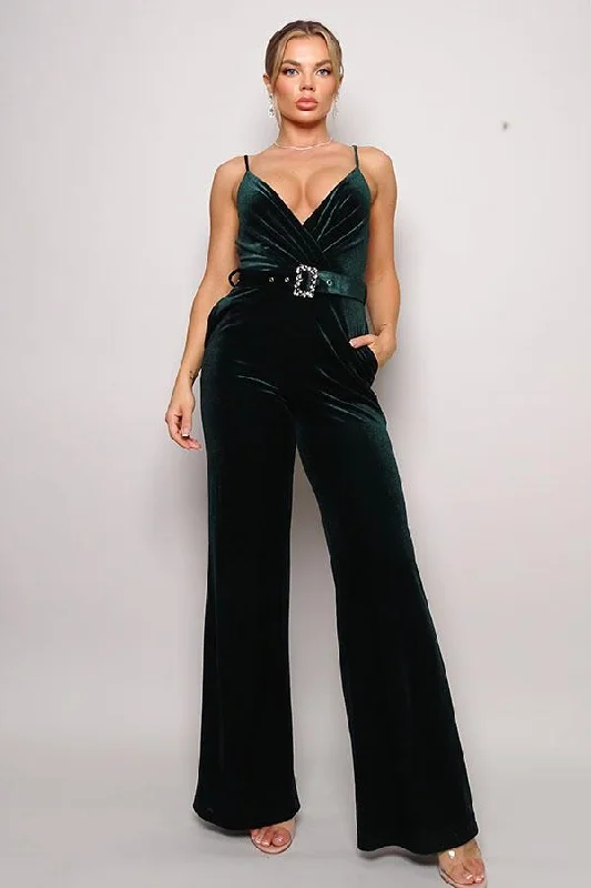 Samba Rhinestone Belt Velvet Jumpsuit Summer jumpsuit, Casual, Comfortable, Chic