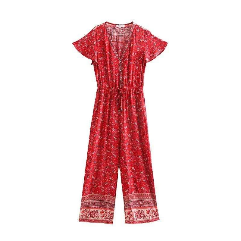 Sara Red Floral Jumpsuit Formal jumpsuit, Elegant, Chic, Trendy