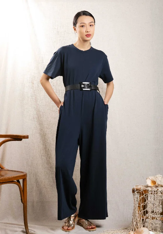 Ss Jumpsuit Ssb23012 Elena Dark-Navy Lightweight jumpsuit, Comfortable, Relaxed, Stylish Ss Jumpsuit Ssb23012 Elena Dark-Navy Lightweight jumpsuit, Comfortable, Relaxed, Stylish