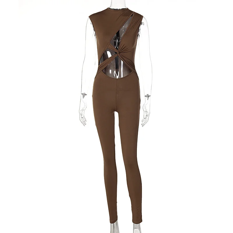 Summer Women Solid Color Sleeveless Hollow Sports Fitness Jumpsuit Zipper jumpsuit, Trendy, Chic, Comfortable Summer Women Solid Color Sleeveless Hollow Sports Fitness Jumpsuit Zipper jumpsuit, Trendy, Chic, Comfortable