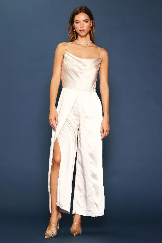 This Is Love Satin Jumpsuit Color block jumpsuit, Bold design, Fashion statement, Modern