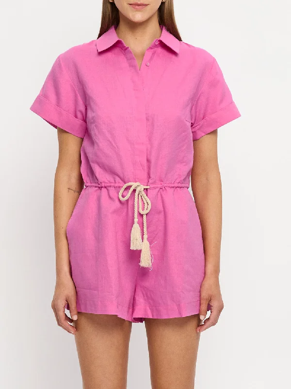 Tully Playsuit - Magenta Printed jumpsuit, Bold design, Summer style, Chic