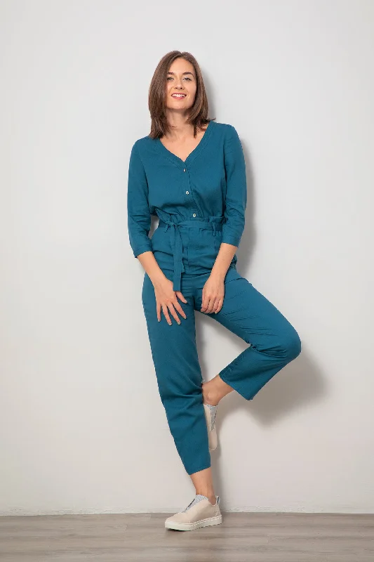 V-neck Jumpsuit - Ocean Denim romper jumpsuit, Casual, Comfortable, Trendy