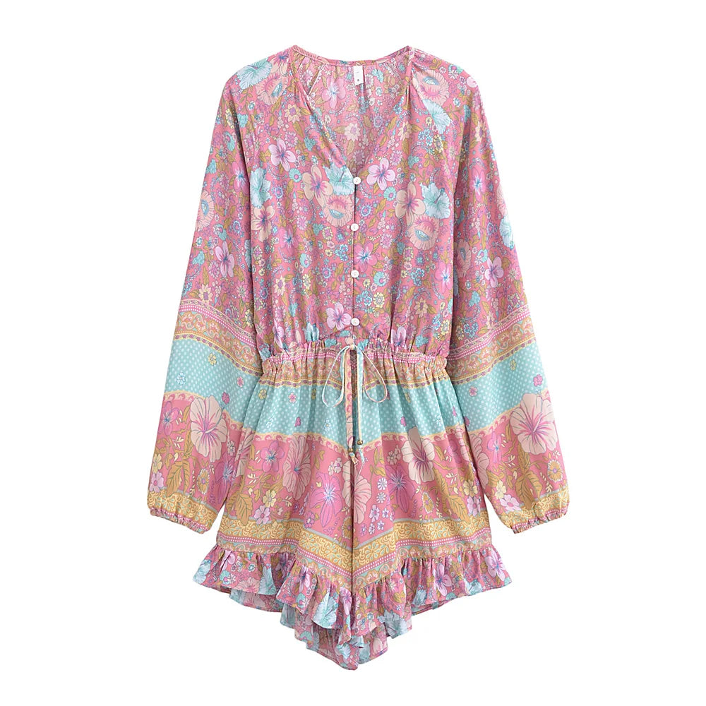 Whispering Blossoms Playsuit in Pastel Pink Silk wide leg jumpsuit, Elegant, Chic, Comfortable Whispering Blossoms Playsuit in Pastel Pink Silk wide leg jumpsuit, Elegant, Chic, Comfortable
