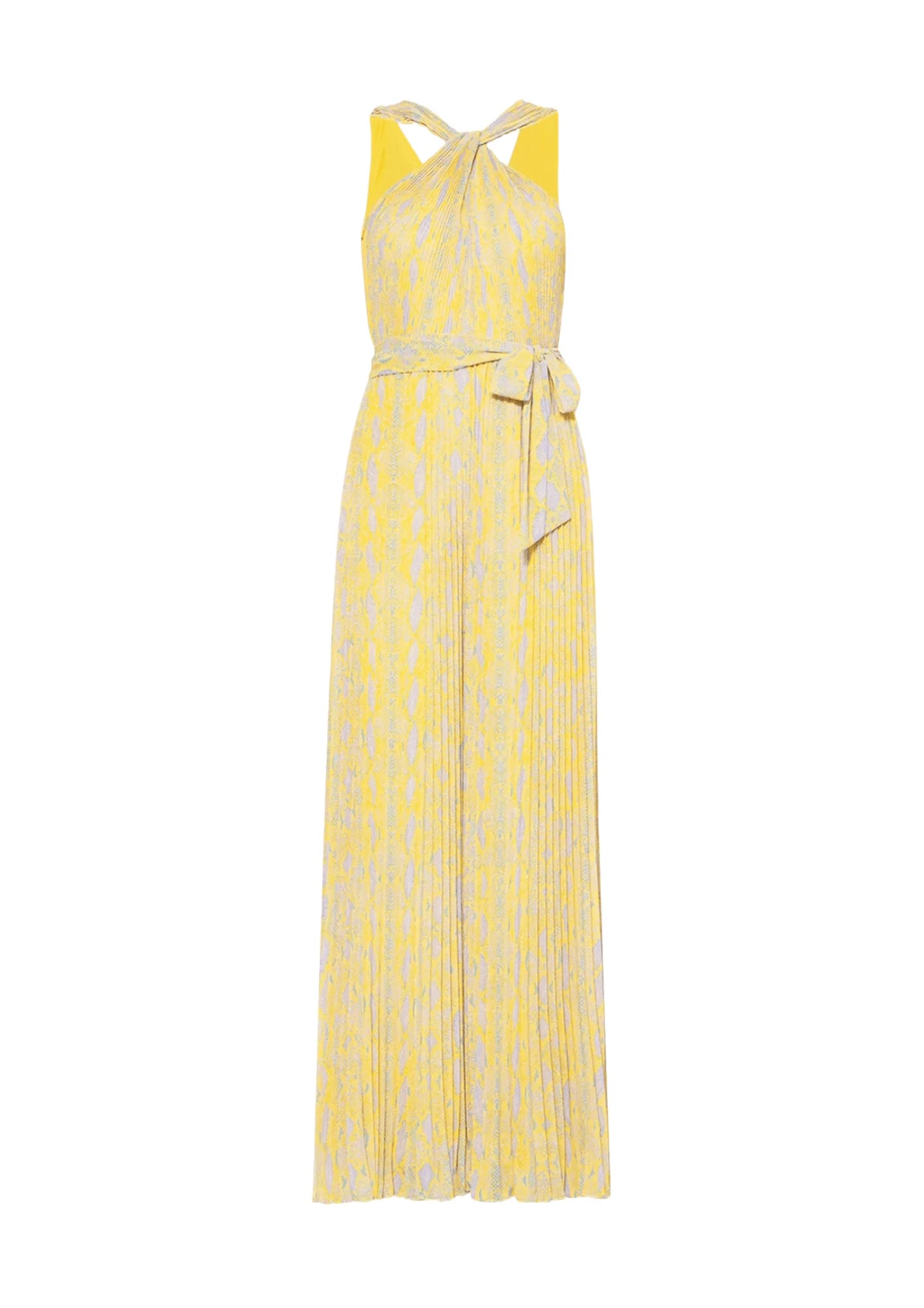 YELLOW SNAKE-PRINT JUMPSUIT Silk jumpsuit, Luxurious fabric, Elegant, Evening wear